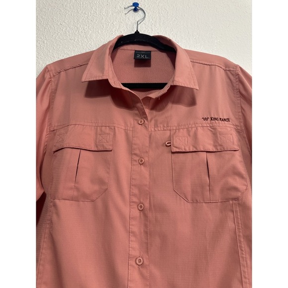 King Ranch 2XL Peach Button Up Long Sleeve Outdoor Fishing Shirt - Picture 4 of 11